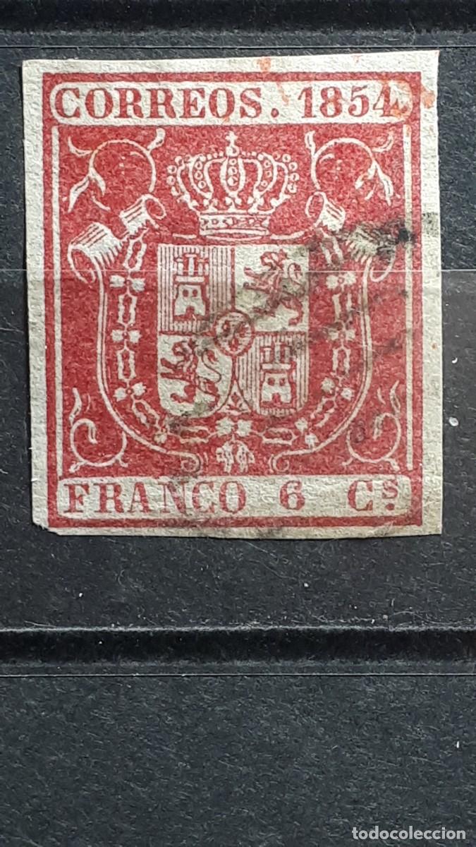 Sellos: ESPA&Ntilde;A. A&Ntilde;O 1854. &deg;. Edifil 24