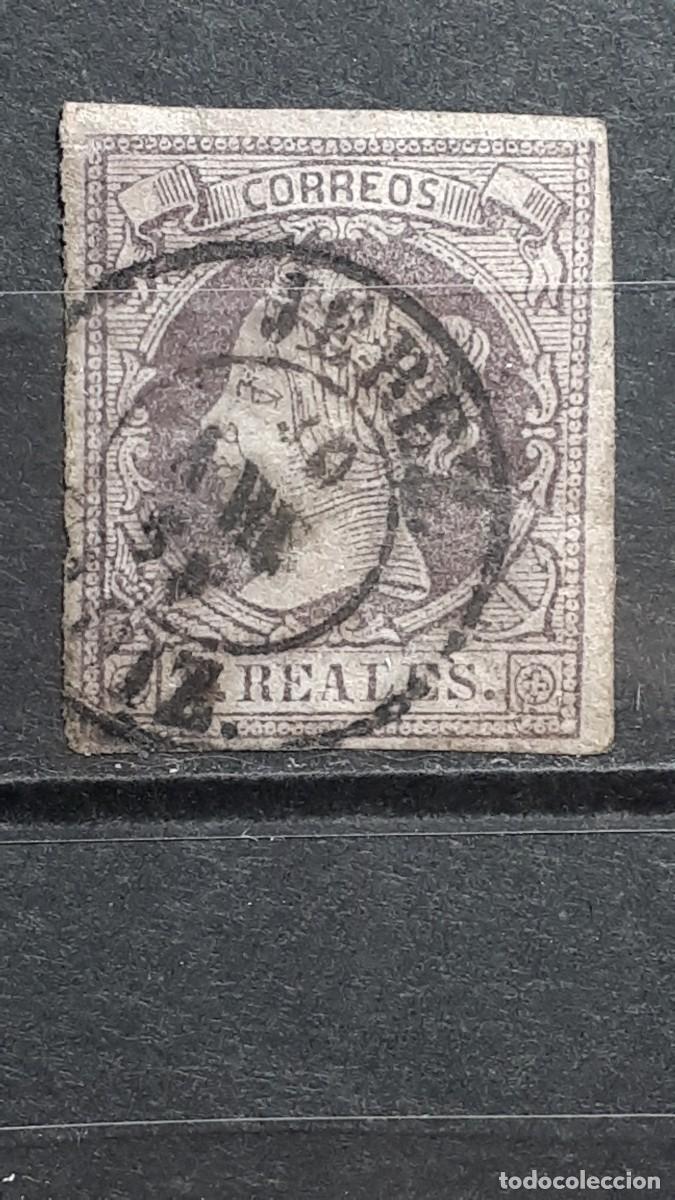 Sellos: ESPA&Ntilde;A. A&Ntilde;O 1860-1. &deg;. Edifil 56. Matasellos de Jerez.