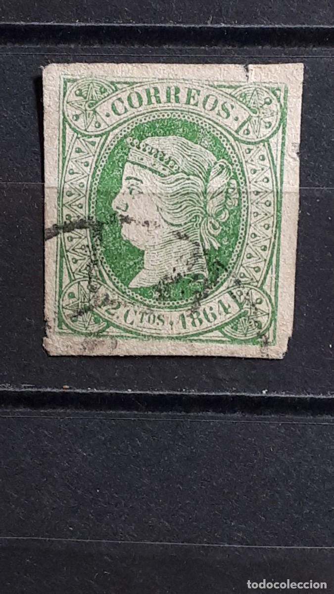 Sellos: ESPA&Ntilde;A. A&Ntilde;O 1864. &deg;. Edifil 65