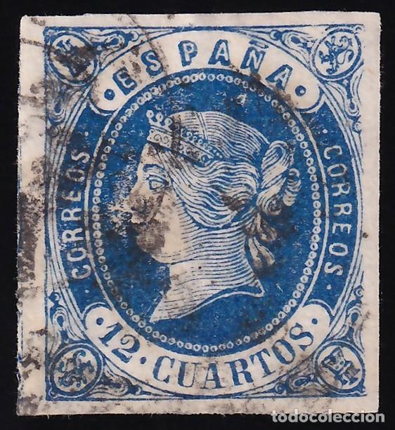 Sellos: ESPA&Ntilde;A, 1862 EDIFIL N&ordm; 59, 12 cu. azul,