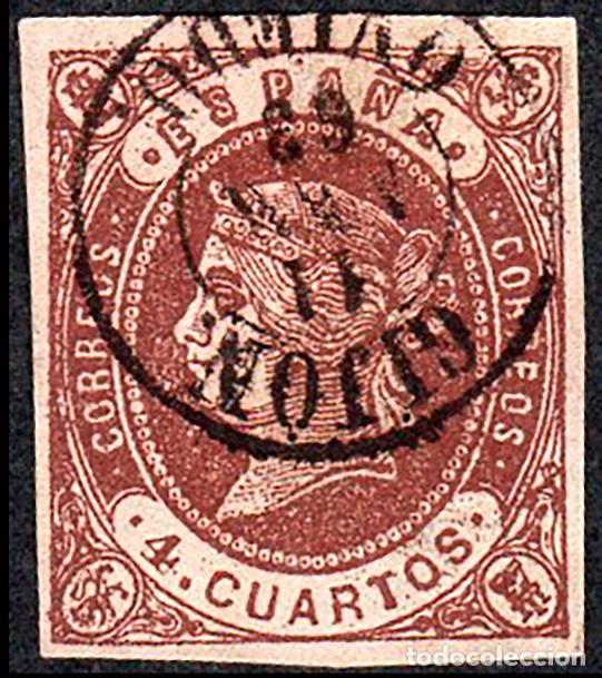 Sellos: Asturias - Edi o 58p (Papel blanco) - 4 cuartos - Mat Fech. Tp. II &rdquo;Gij&oacute;n&rdquo;