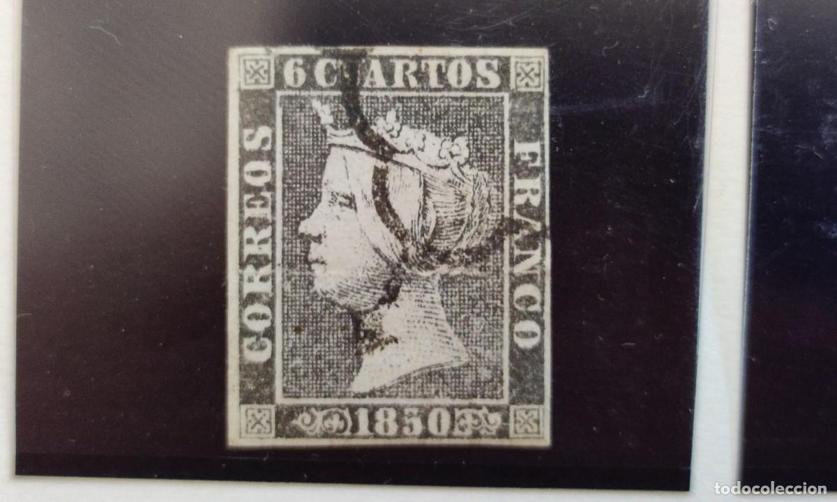 Sellos: ESPA&Ntilde;A. 1850. E- 1+1A. ISABEL II. MATASELLADO. FOTO. 820