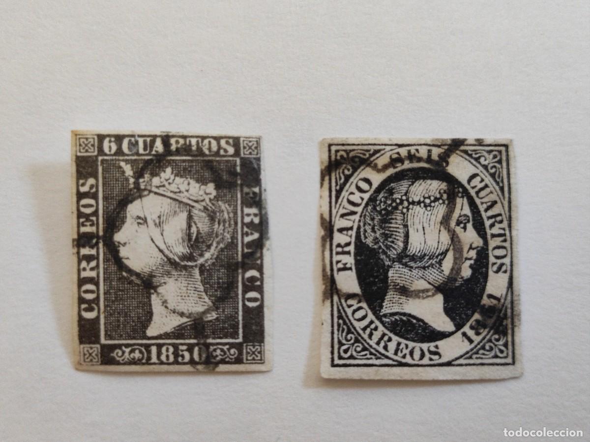 Sellos: ESPA&Ntilde;A. 1858-1851. EDIFIL 1A+6. MATASELLADOS. FOTO. 822