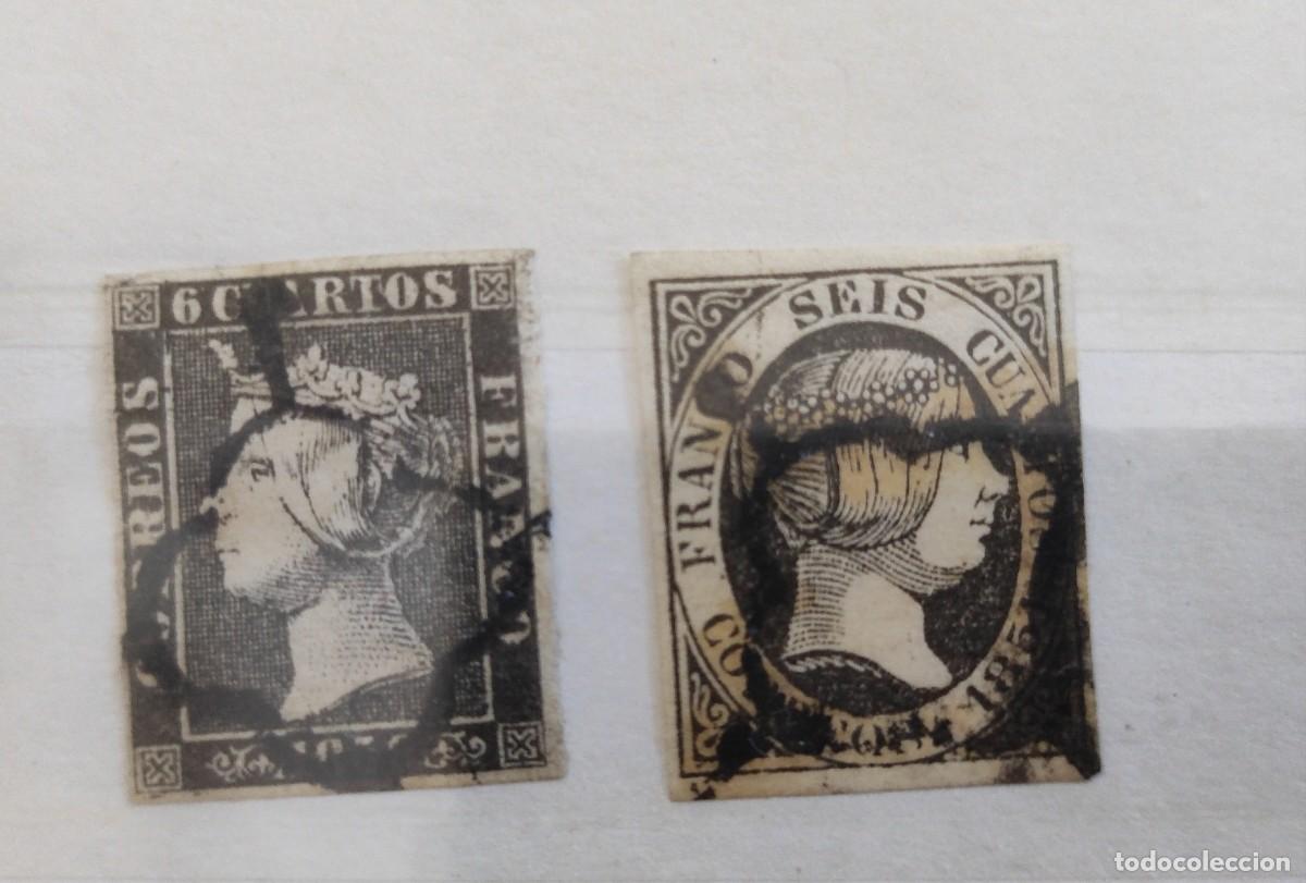 Sellos: ESPA&Ntilde;A. 1858-1851. EDIFIL 1A+6. MATASELLADOS. FOTO. 823