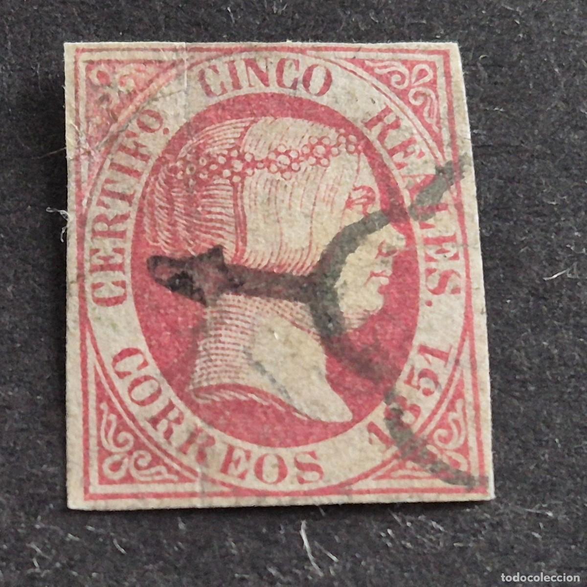 Sellos: ESPA&Ntilde;A, 1851, ISABEL II, EDIFIL 9, MATASELLO ARA&Ntilde;A NEGRA, ( LOTE AR )