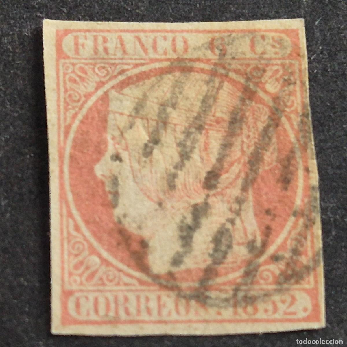 Sellos: ESPA&Ntilde;A, 1852, ISABEL II, EDIFIL 12, MATASELLO PARRILLA NEGRA, ( LOTE AR )