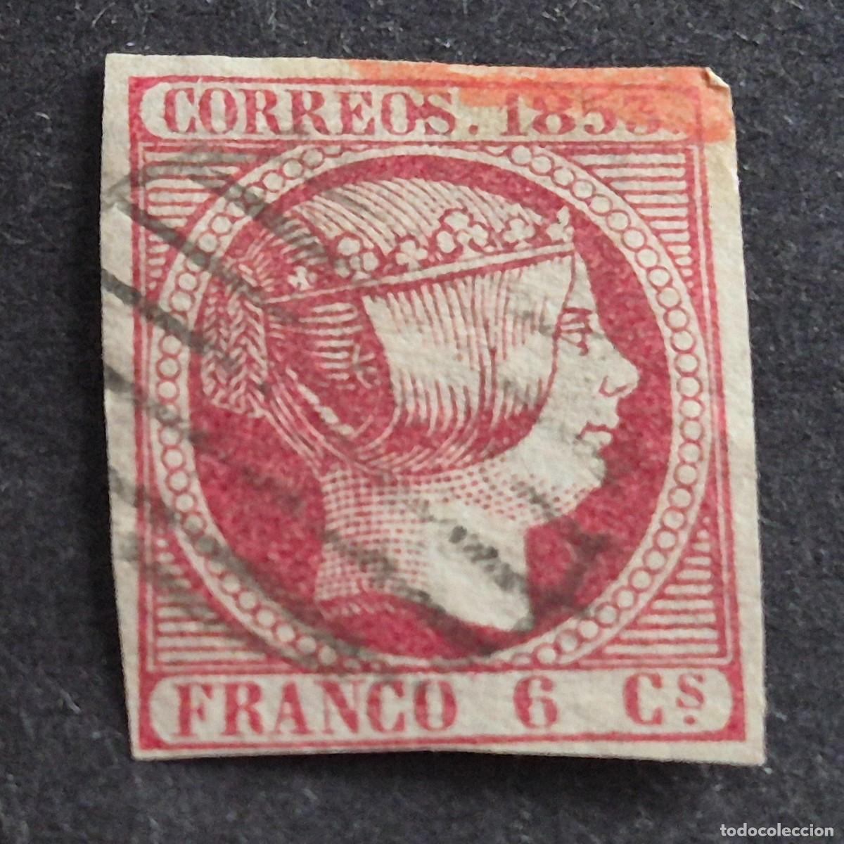 Sellos: ESPA&Ntilde;A, 1852, ISABEL II, EDIFIL 17, MATASELLO PARRILLA NEGRA, ( LOTE AR )