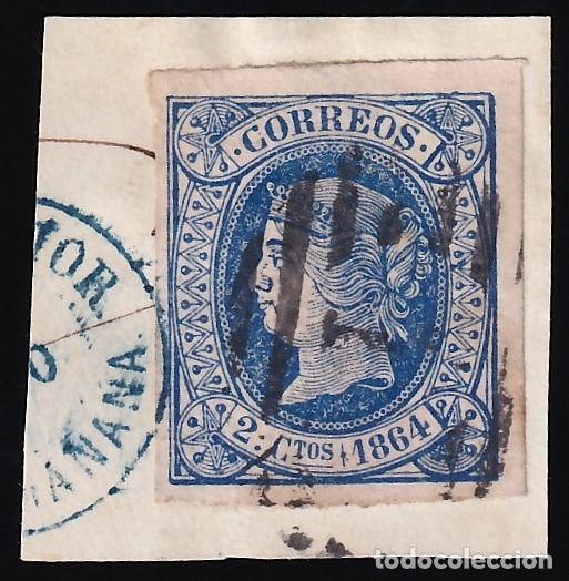 Sellos: ESPA&Ntilde;A, 1864 EDIFIL N&ordm; 63, 2 cu. azul.