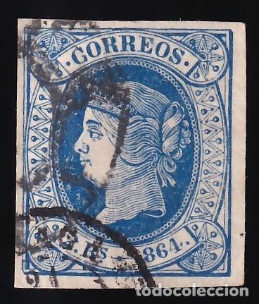 Sellos: ESPA&Ntilde;A, 1864 EDIFIL N&ordm; 68, 2 r. azul