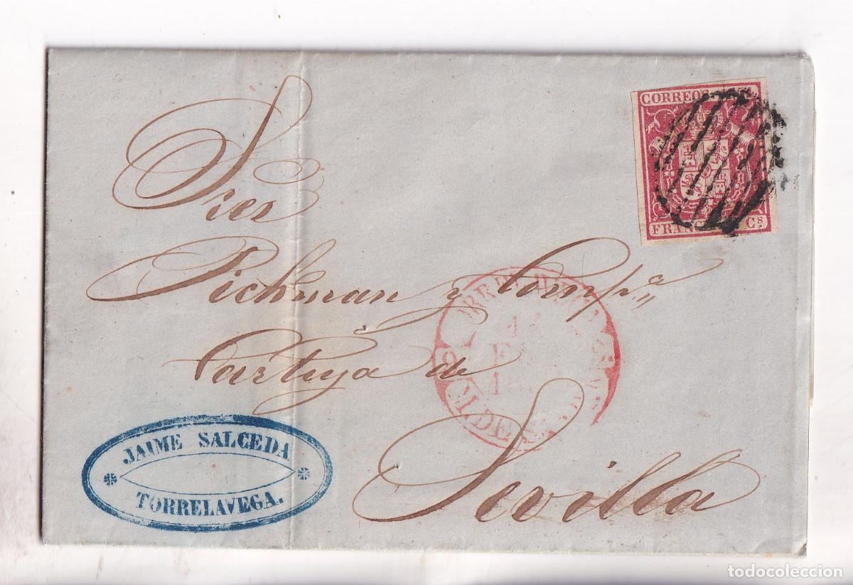 Sellos: CARTA ENTERA. TORRELAVEGA. CANTABRIA. 1854. A SEVILLA