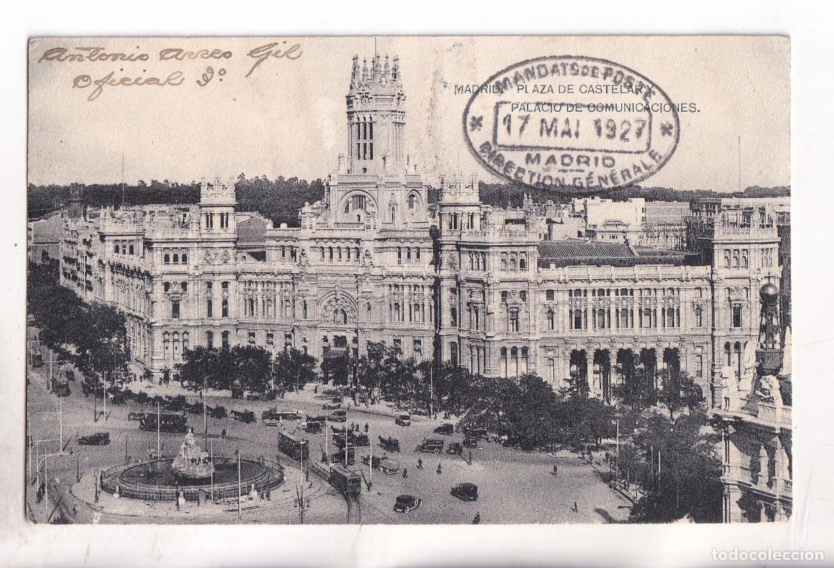 Sellos: POSTAL PALACIO COMUNICACIONES. MADRID. CON CU&Ntilde;O MANDATS DE POSTE. 1927. DIRECTION G&Eacute;N&Eacute;RALE
