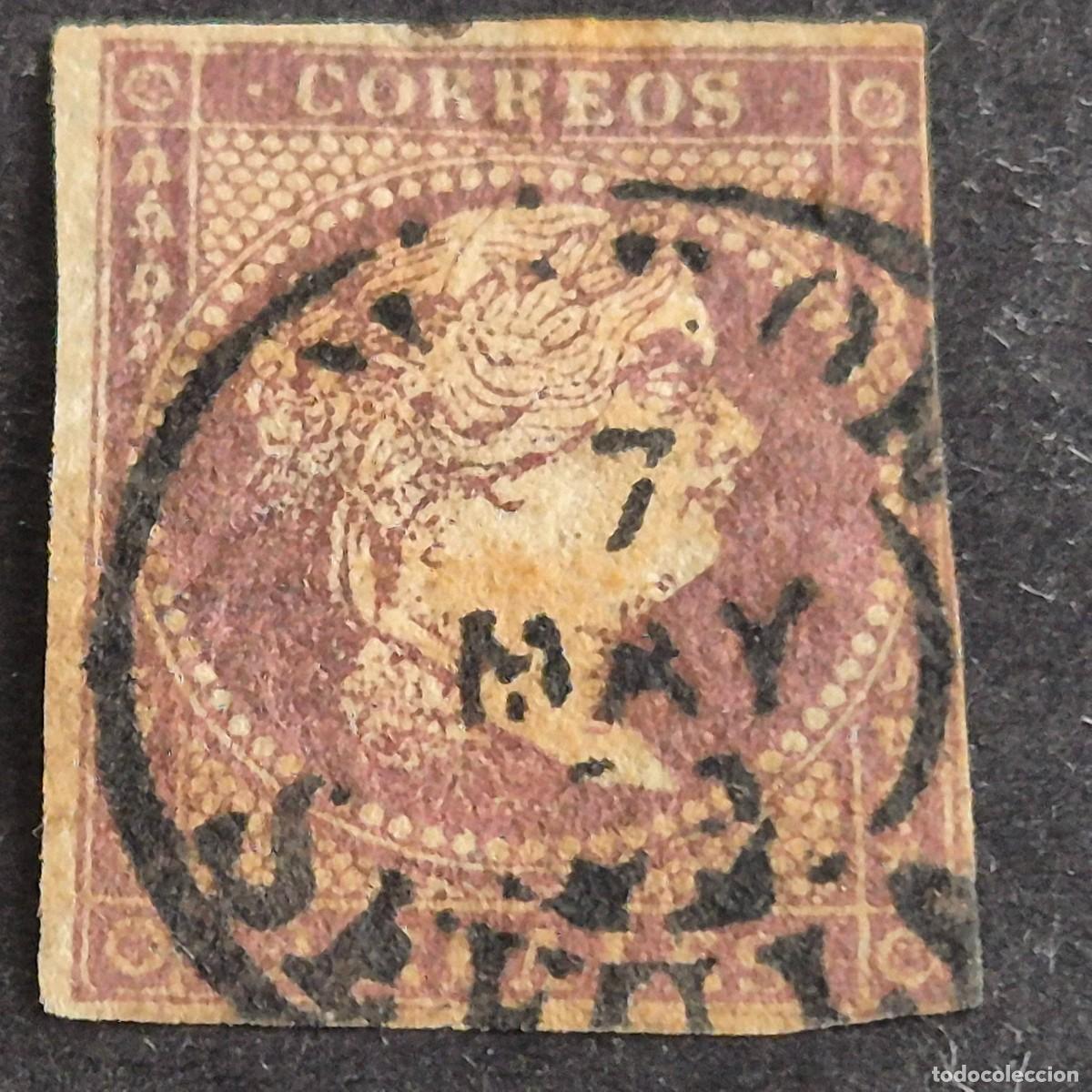 Sellos: ESPA&Ntilde;A, 1855, ISABEL II, L&Iacute;NEAS CRUZADAS, EDIFIL 46, MAT. MOR&Oacute;N DE LA FRONTERA, SEVILLA, ( LOTE AR )