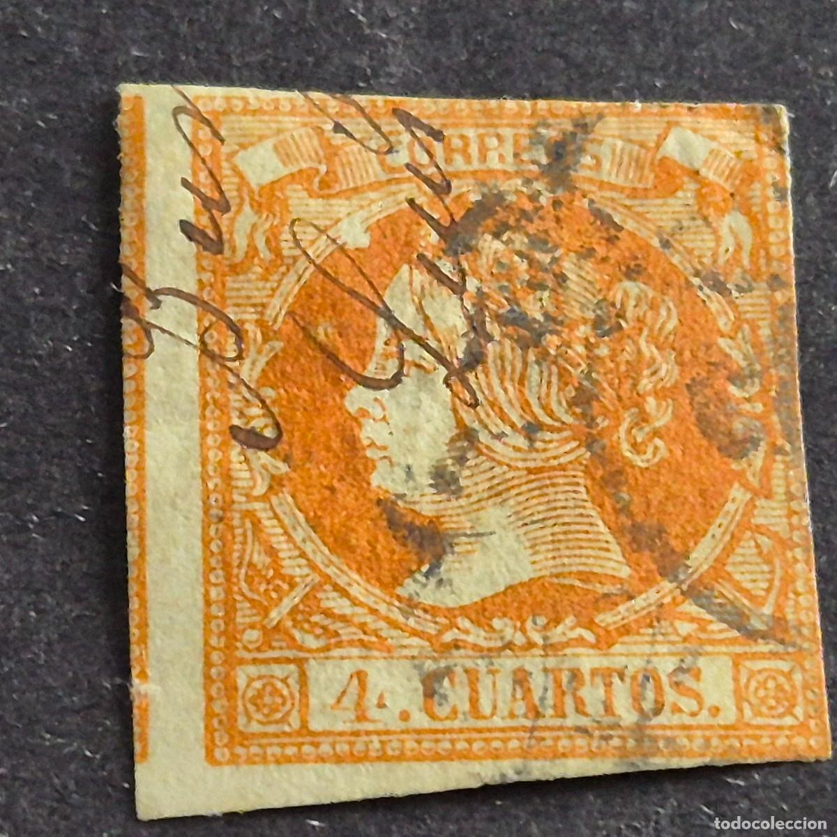 Sellos: ESPA&Ntilde;A, 1860, ISABEL II, EDIFIL 52, USADO, VARIEDAD, LEER, ( LOTE AR )