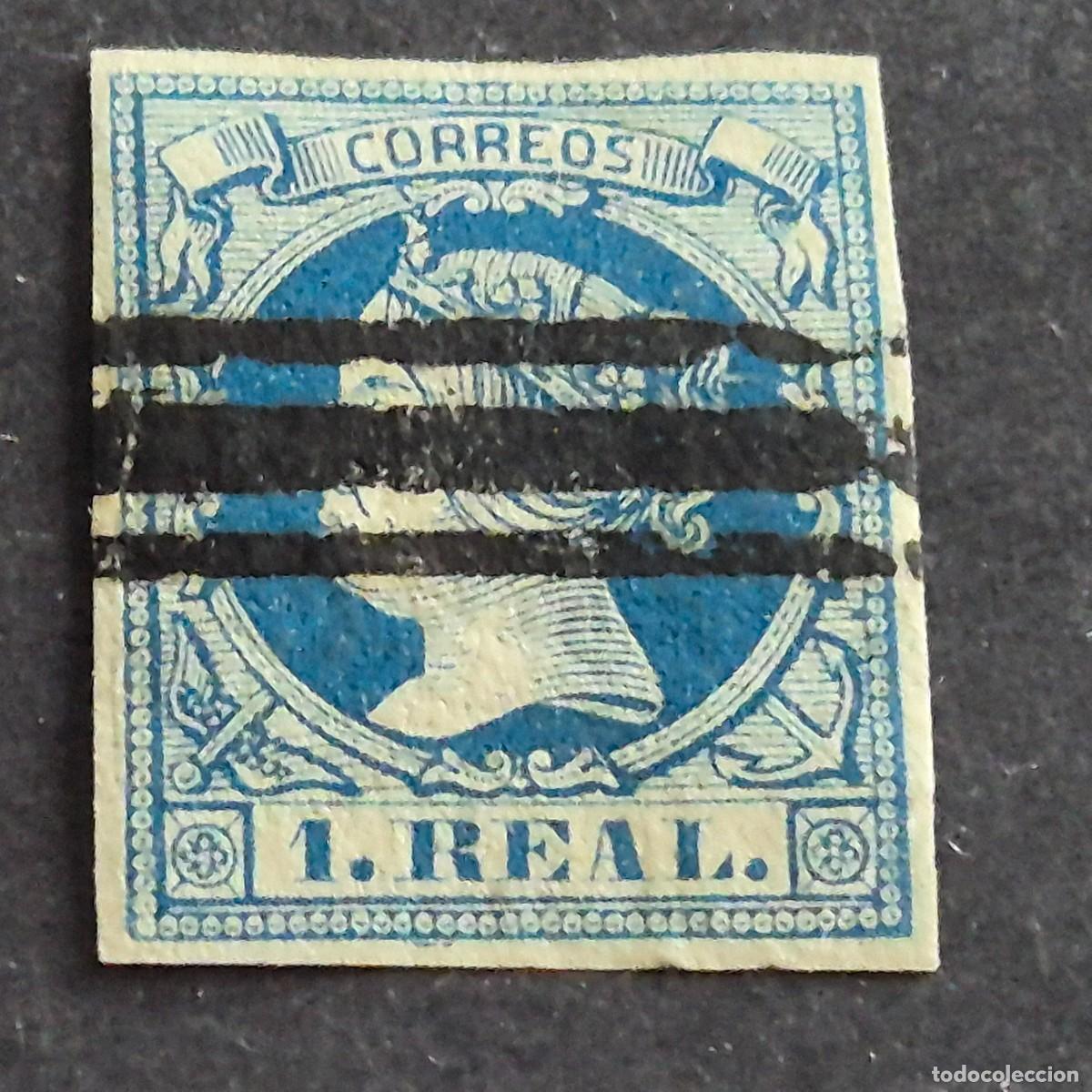 Sellos: ESPA&Ntilde;A, 1860, ISABEL II, EDIFIL 55, VARIEDAD 55S BARRADO, ( LOTE AR )