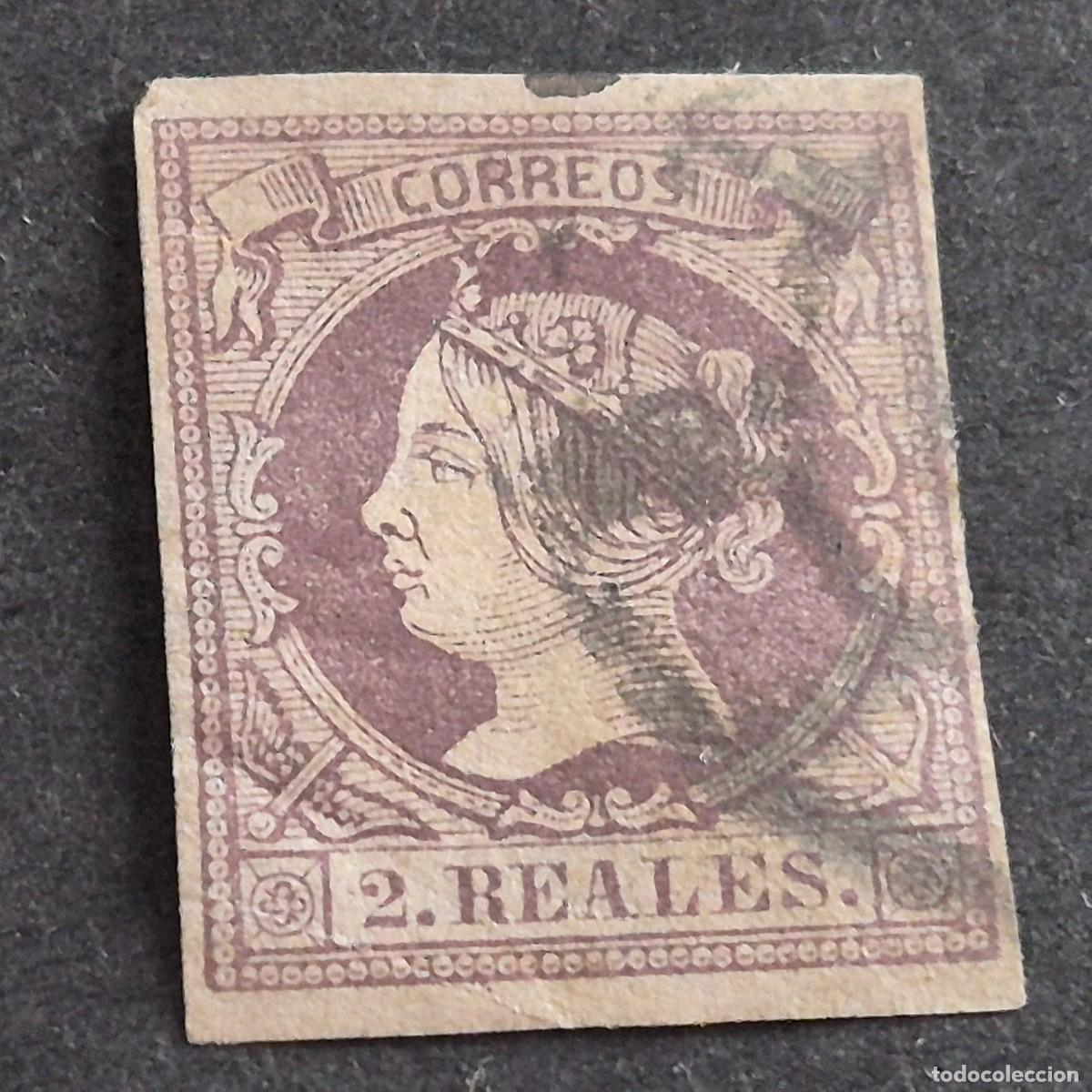 Sellos: ESPA&Ntilde;A, 1860, ISABEL II, EDIFIL 56, MATASELLO RUEDA DE CARRETA, ( LOTE AR )