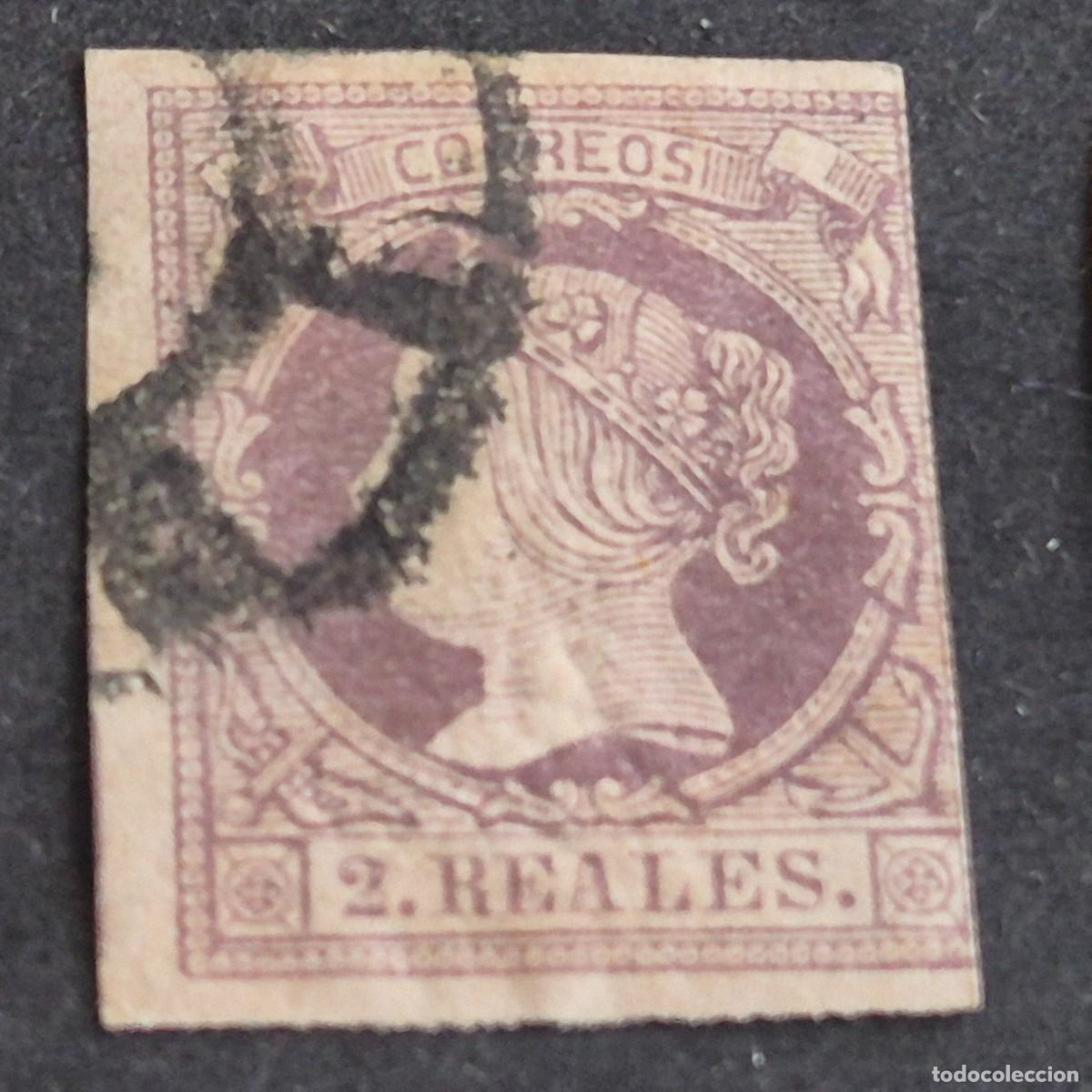 Sellos: ESPA&Ntilde;A, 1860, ISABEL II, EDIFIL 56, MATASELLO RUEDA DE CARRETA, ( LOTE AR )