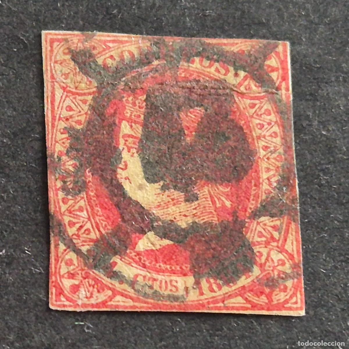 Sellos: ESPA&Ntilde;A, 1864, ISABEL II, EDIFIL 64, MAT. RUEDA DE CARRETA 43 DE SANTANDER, ( LOTE AR )