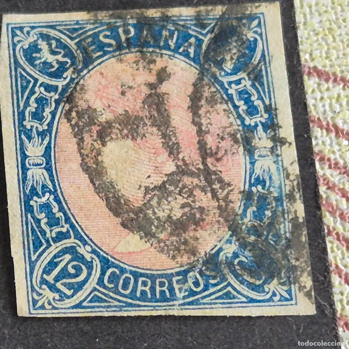 Sellos: ESPA&Ntilde;A, 1865, ISABEL II, EDIFIL 70, MATASELLO RUEDA DE CARRETA, ( LOTE AR )