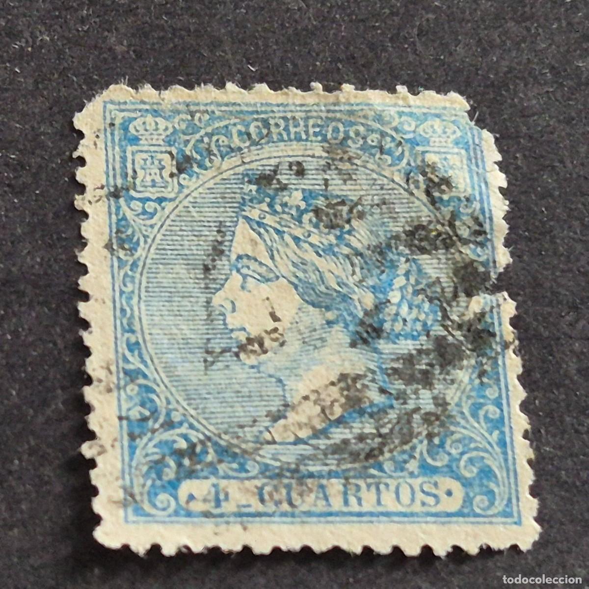 Sellos: ESPA&Ntilde;A, 1866, ISABEL II, EDIFIL 81, MATASELLO PARRILLA CON CIFRA, LE FALTA UN DIENTE, ( LOTE AR )
