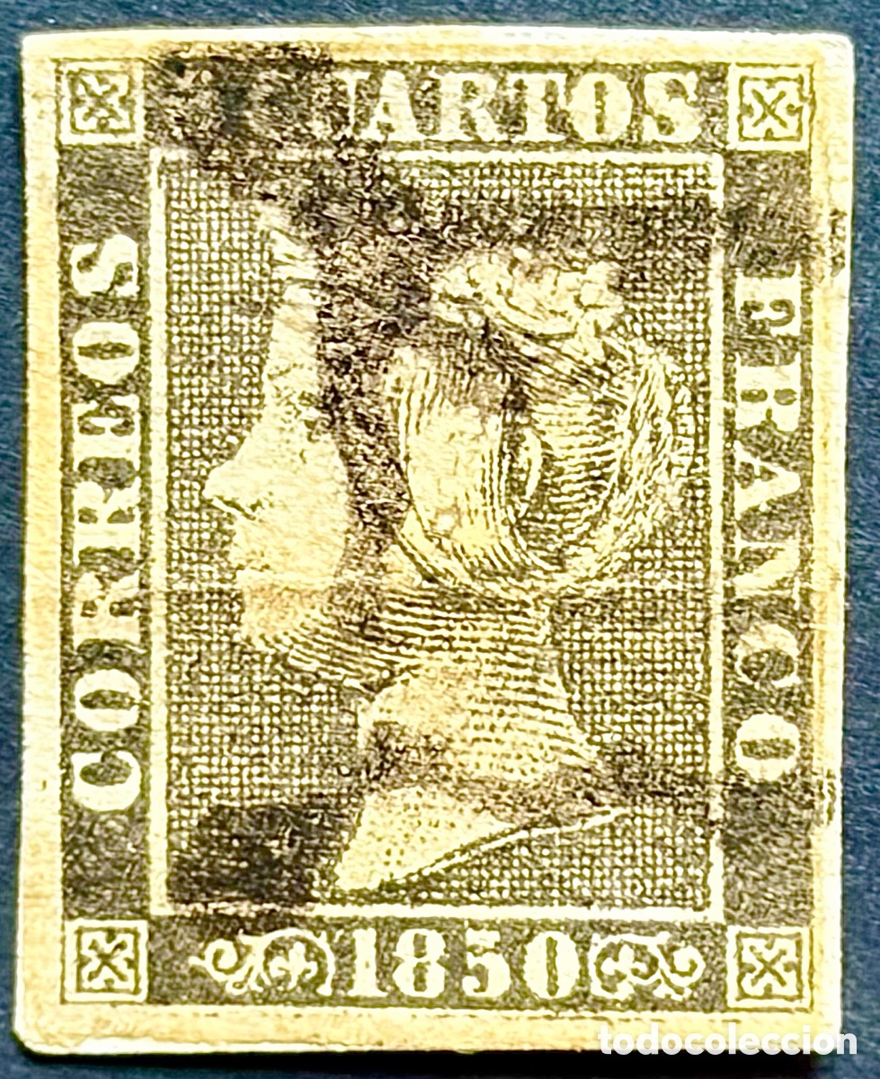 Sellos: ESPA&Ntilde;A 1850 ISABEL II - Edifil 1A usado