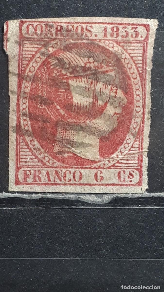 Sellos: ESPA&Ntilde;A. A&Ntilde;O 1853. &deg;. Edifil 17