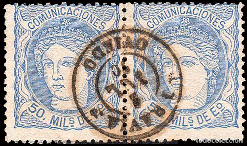 Sellos: Asturias - Edi o 107 Pareja - 50 mil&eacute;simas - Mat Fech. Tp. II &rdquo;Pravia&rdquo;