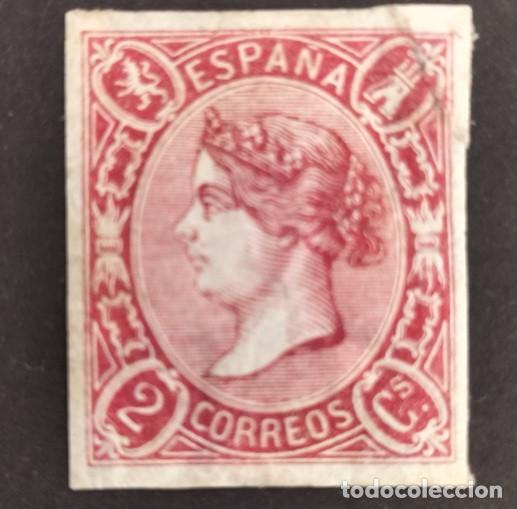 Sellos: Edifil 69 AUTENTICO sello LUJO Isabel II Espa&ntilde;a 1865