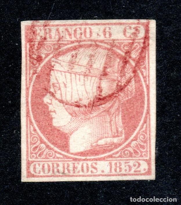 Sellos: EDIFIL 12 ISABEL II A&Ntilde;O 1852. MATASELLOS PARRILLA ROJA. CERTIFICADO DR. ULRICH. VALOR : 200 &euro;.