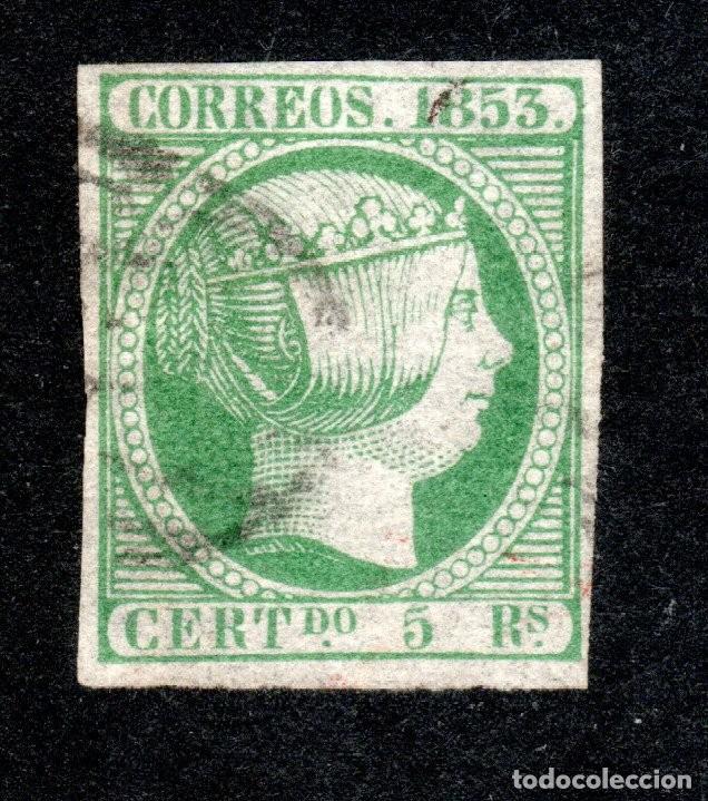 Sellos: EDIFIL 20 ISABEL II A&Ntilde;O 1853. MATASELLOS PARRILLA NEGRA. MARQUILLA A. ROIG. VALOR CAT&Aacute;LOGO: 170 &euro;.