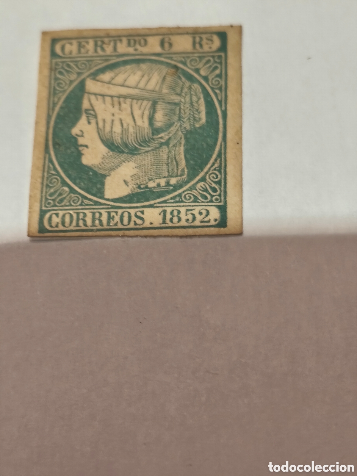 Sellos: Sello cl&aacute;sico de Espa&ntilde;a n 16 nuevo con goma** escaso 6 reales verde azulado