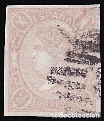 Sellos: ESPA&Ntilde;A, 1865 EDIFIL N&ordm; 73b, 2 r. rosa.