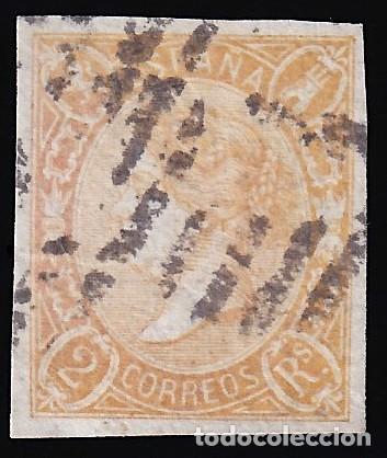 Sellos: ESPA&Ntilde;A, 1865 EDIFIL N&ordm; 73Aa, 2 r. naranja