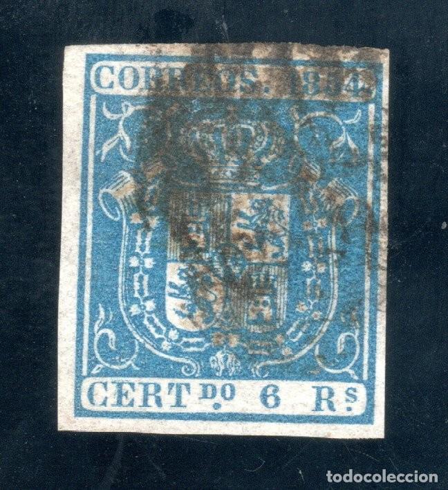 Sellos: EDIFIL 27 ESCUDO DE ESPA&Ntilde;A. A&Ntilde;O 1854. MATASELLOS PARRILLA NEGRA. VALOR CAT&Aacute;LOGO: 450 &euro;.
