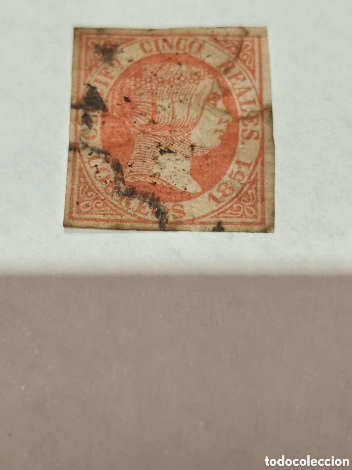 Sellos: Sellobclasico de Espa&ntilde;a n 9 usado ara&ntilde;a negra muy escaso,5;reales rojo ,ver imagenes