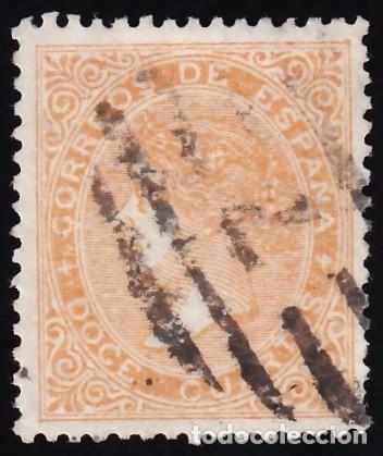 Sellos: ESPA&Ntilde;A, 1867 EDIFIL N&ordm; 89A, 12 cu. naranja