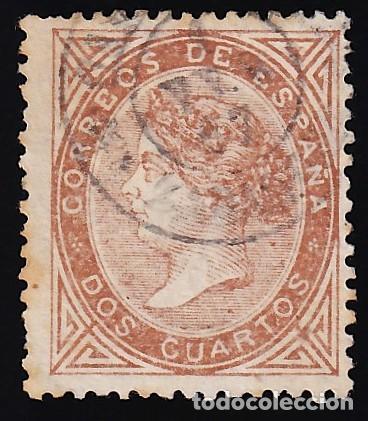 Sellos: ESPA&Ntilde;A, 1867 EDIFIL N&ordm; 87, 2 cu. casta&ntilde;o.