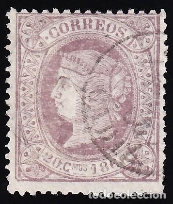 Sellos: ESPA&Ntilde;A, 1866 EDIFIL N&ordm; 86, 20 c. lila.