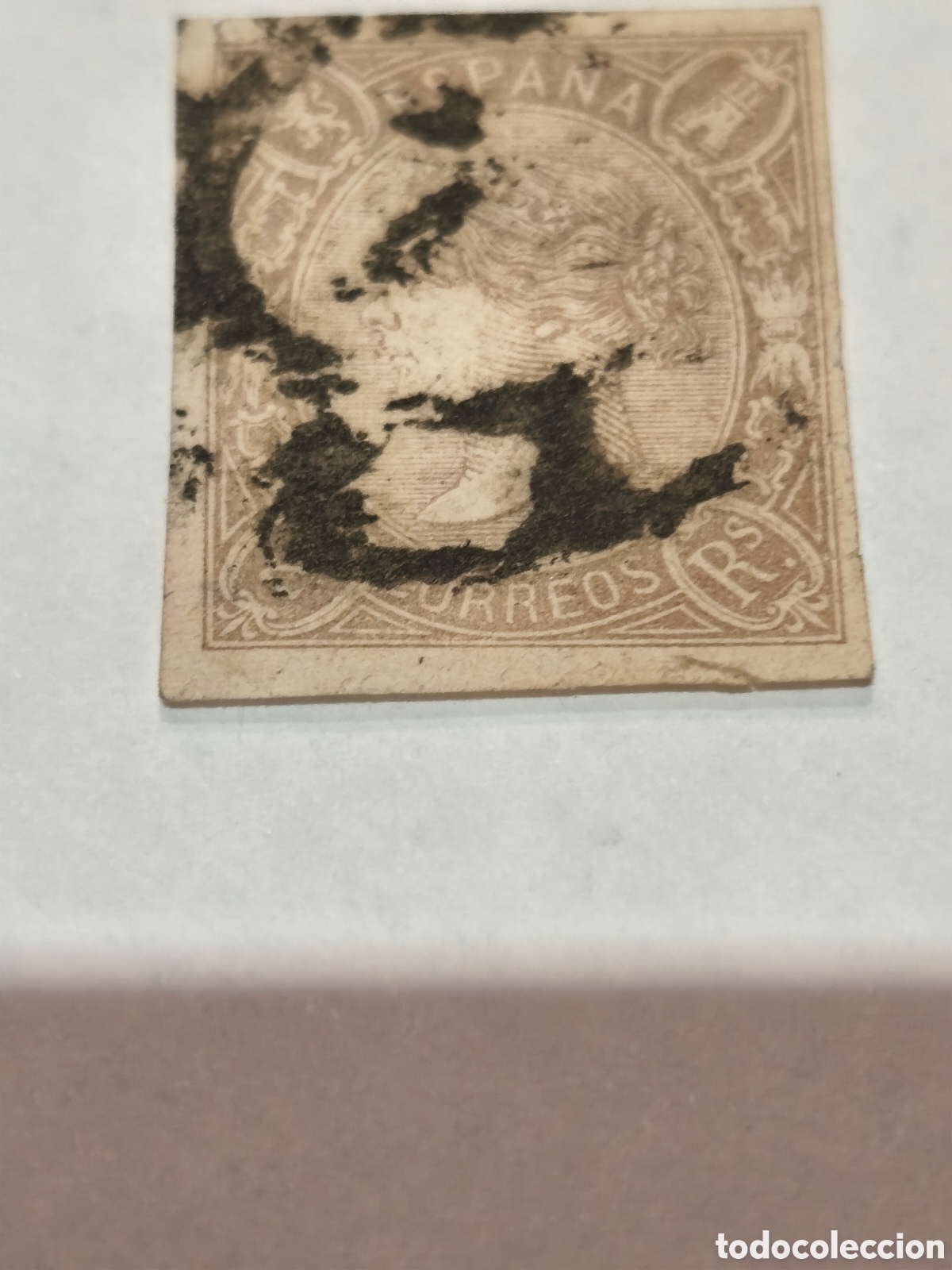 Sellos: Sello cl&aacute;sico de Espa&ntilde;a n 73 ,usado rueda de carreta n 1 Madrid ,2 reales lila,ver