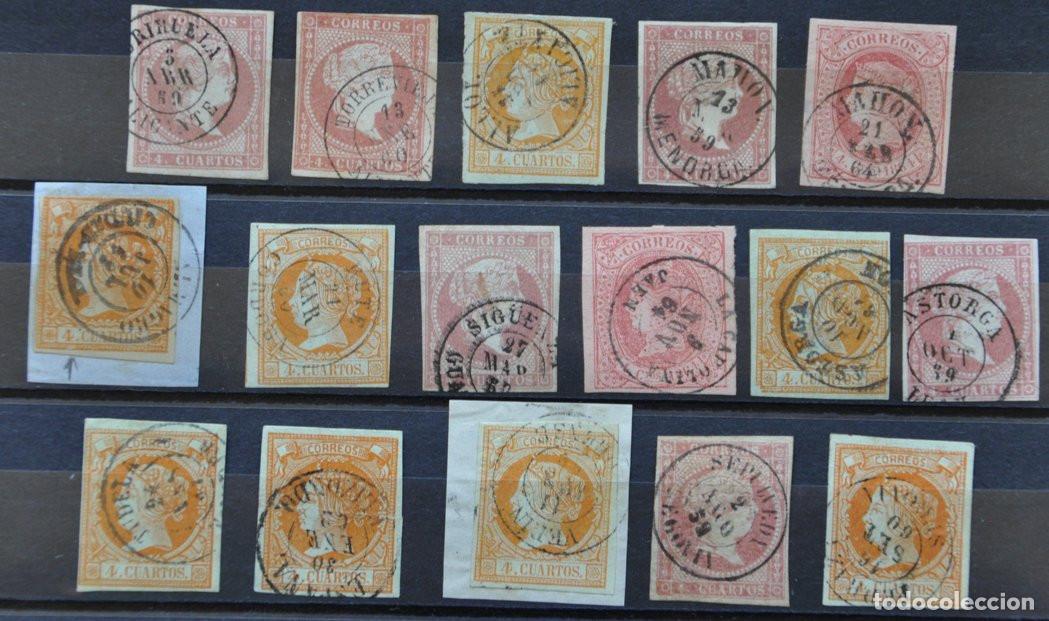 Sellos: ISABEL II - LOTE SELLOS USADOS MATASELLADOS EN DIVERSAS CARTER&Iacute;AS