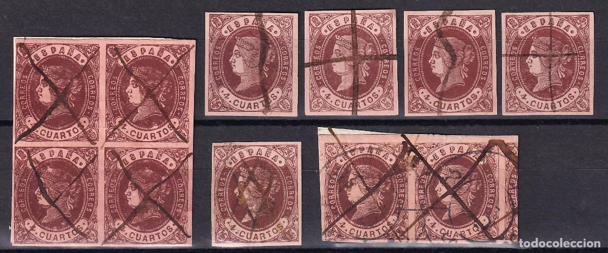 Sellos: ESPA&Ntilde;A, 1862 EDIFIL N&ordm; 58, 4 c. casta&ntilde;o, [inutilizados a tinta]