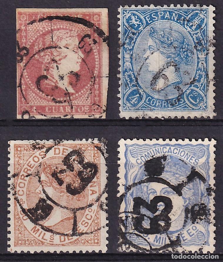 Sellos: ESPA&Ntilde;A, 1868 Distintos valores, [Mat. Rueda de Carreta 63, San Roque.]