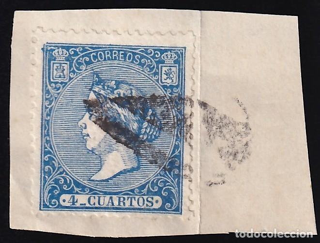 Sellos: ESPA&Ntilde;A, 1866 EDIFIL N&ordm; 81, 4 cu. azul, [Marca Prefilat&eacute;lica, PAMPLONA.]