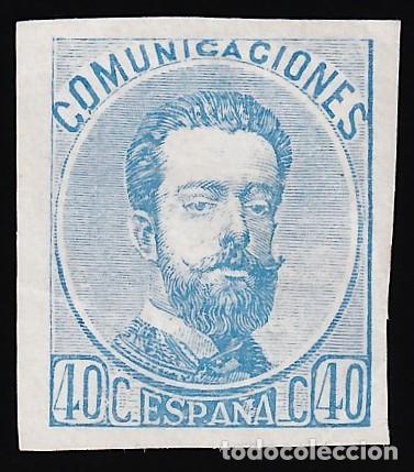 Sellos: ESPA&Ntilde;A, 1872 Ensayo de color, 40 cts. azul, (*)