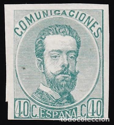 Sellos: ESPA&Ntilde;A, 1872 Ensayo de color, 40 cts. verde, (*)