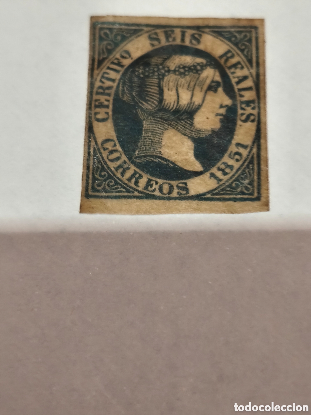Sellos: Sello cl&aacute;sico de Espa&ntilde;a n 10 nuevo con goma** muy escaso 6 reales azul ,ver