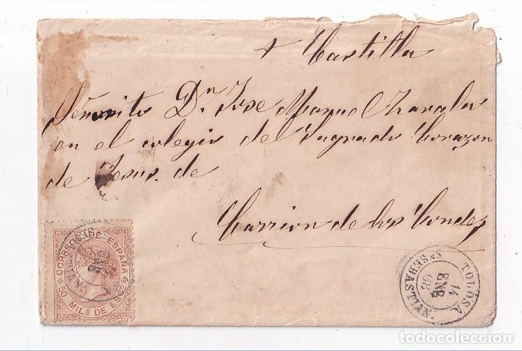 Francobolli: SOBRE. TOLOSA. GUIP&Uacute;ZCOA. PA&Iacute;S VASCO. 1868. A CARRI&Oacute;N DE LOS CONDES. PALENCIA