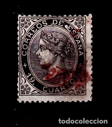 Sellos: EDIFIL 101 19 CUARTOS CASTA&Ntilde;O DE 1868 DENTADO LIGERAMENTE RETOCADO MARQUILLA CEMCATALOGO 850&euro;