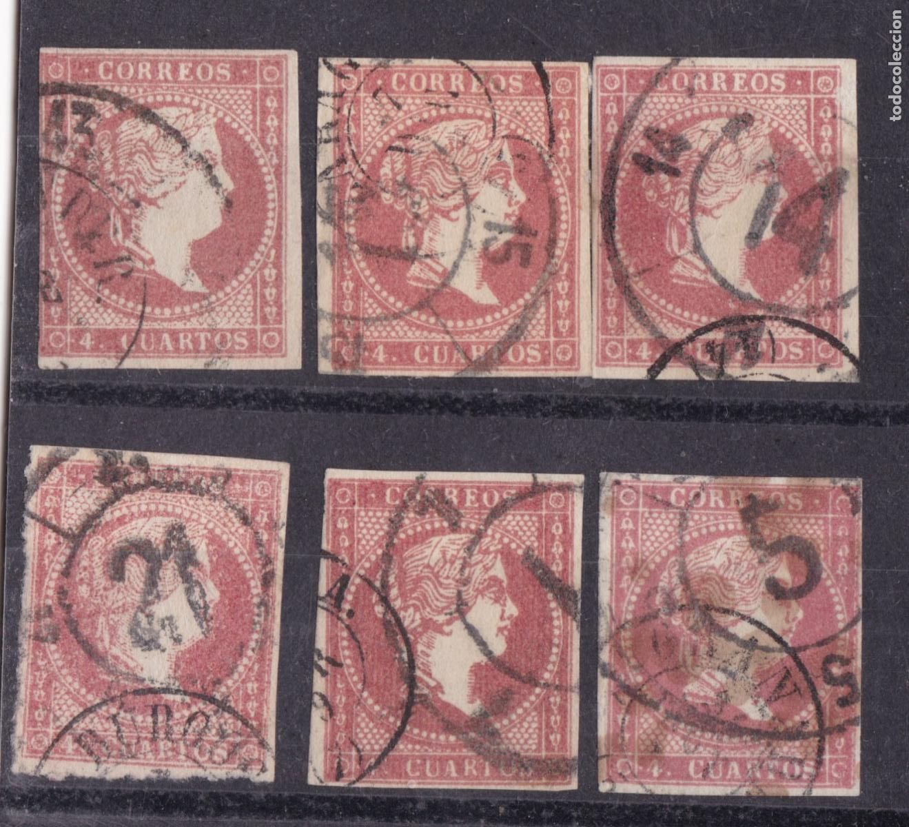 Sellos: FC4-175-Cl&aacute;sicos Edifil 48 x 6 Sellos MATASELLOS DOBLES Rueda Carreta + Fechador
