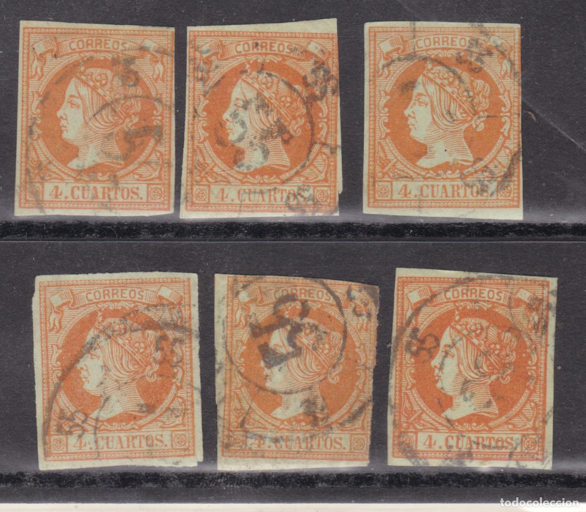 Sellos: AA13-Cl&aacute;sicos Edifil 52 x 6 Sellos Rueda Carreta 55 MEDINA