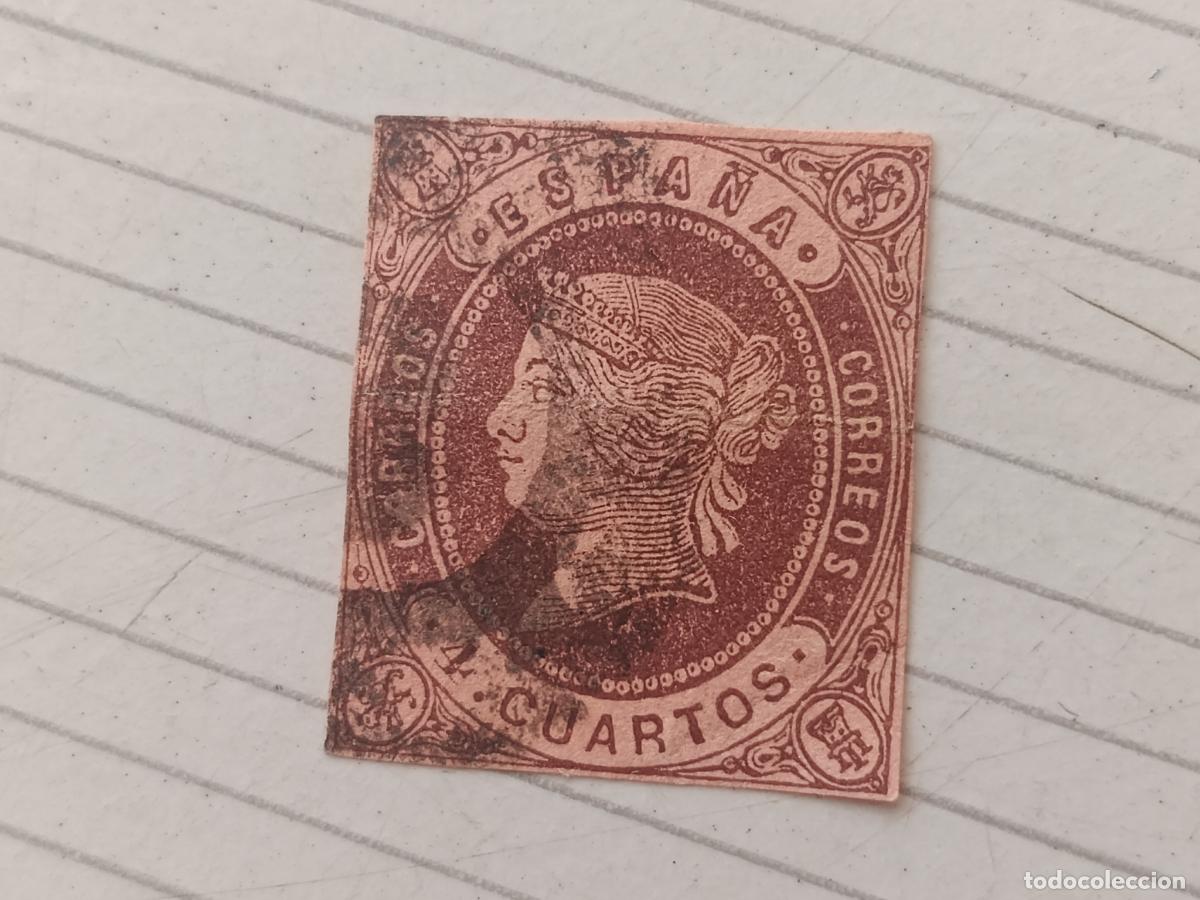 Sellos: 4 cuartos de Isabel II Edifil 58
